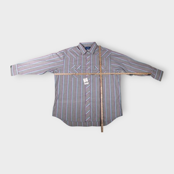 New NWT Wrangler Western Shirt Men’s XXL Pearl Snap Rodeo Line Dancing Striped - Picture 7 of 10